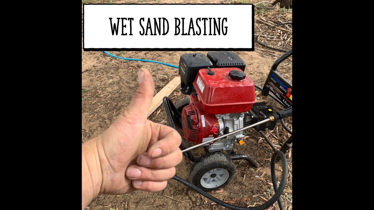 First time wet sand blasting with the pressure washer