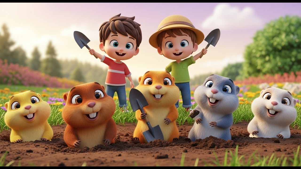 Five Little Gophers Dig Dig Dig | Underground Adventure & Counting Song