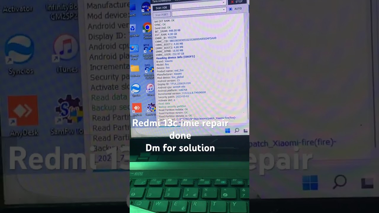 Redmi 13 imie repair done with dft pro
