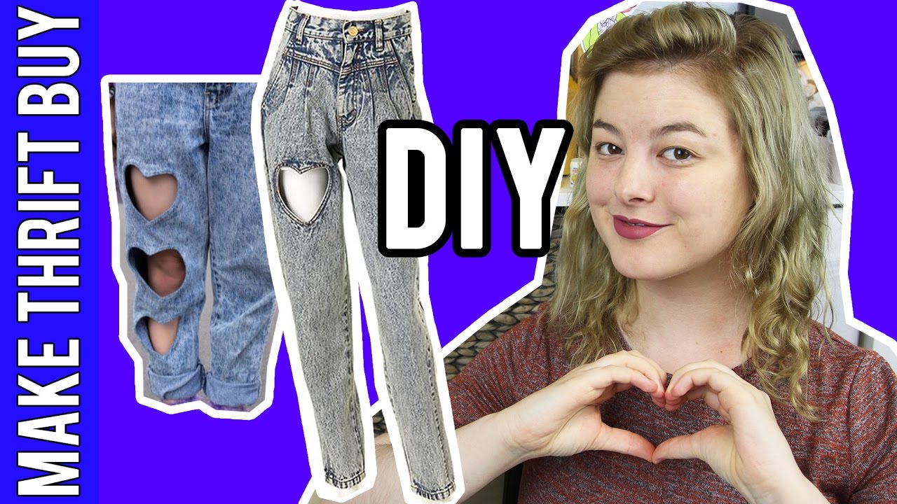 DIY Heart Cutout Jeans | Make Thrift Buy #47