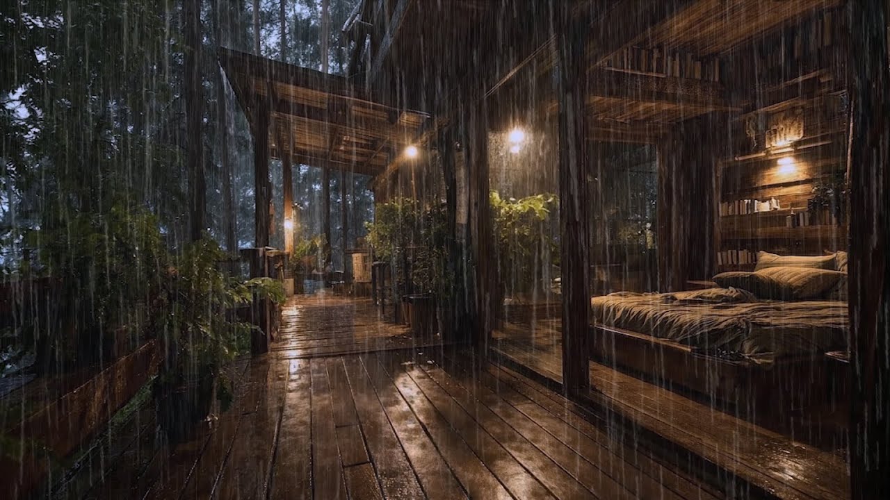 Drift Into Sleep With Cozy Bedroom Window 🌧| 3 Hours Forest Rain Sounds for Deep Sleeping