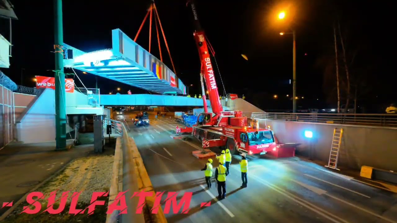 Montaj tablier in Timisoara. Macara si transport agabaritic de la Sulfatim