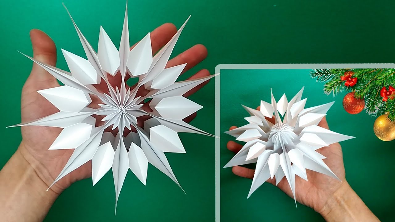 3D Снежинка из бумаги на Новый год / Как сделать / Идеи и поделки для Новогодней ёлки