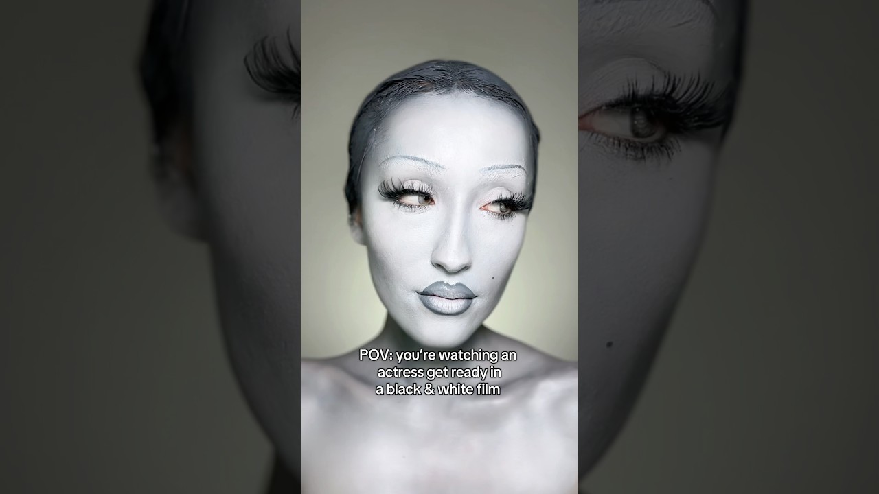 TRUE black & white makeup 🖤🩶🤍#blackandwhite #greyscale #creativemakeup #colortheory