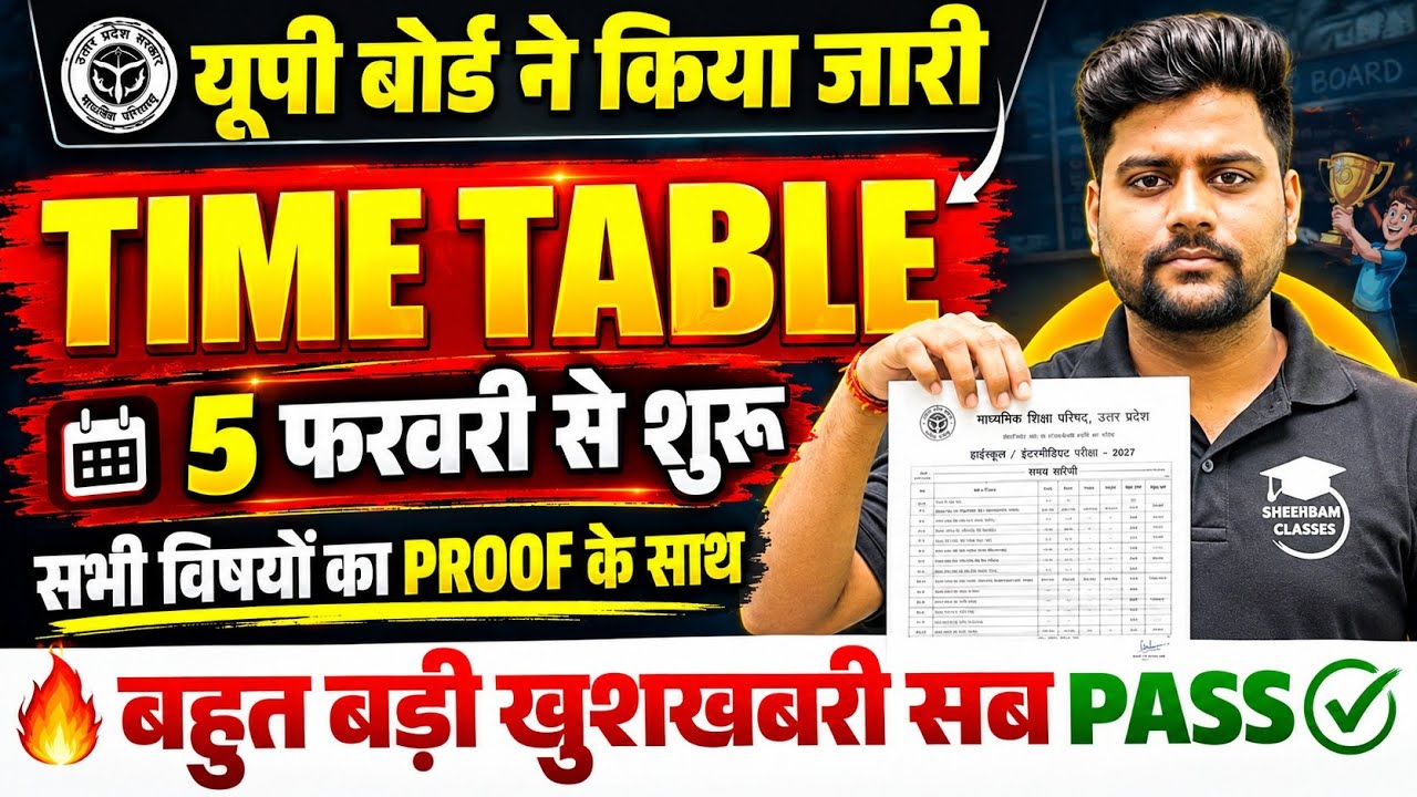 यूपी बोर्ड ने जारी किया Time Table,/ कक्षा 10वीं-12वीं के लिए बड़ा ऐलान | UP Board Time Table 2027