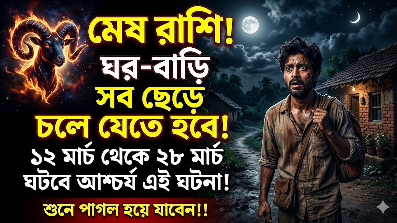 মেষ রাশি♈12-28 মার্চ ঘর বাড়ি ছেড়ে চলে যেতে হবে♈ঘটবে আশ্চর্য  ঘটনা শুনে পাগল হয়ে যাবেন #astrology 