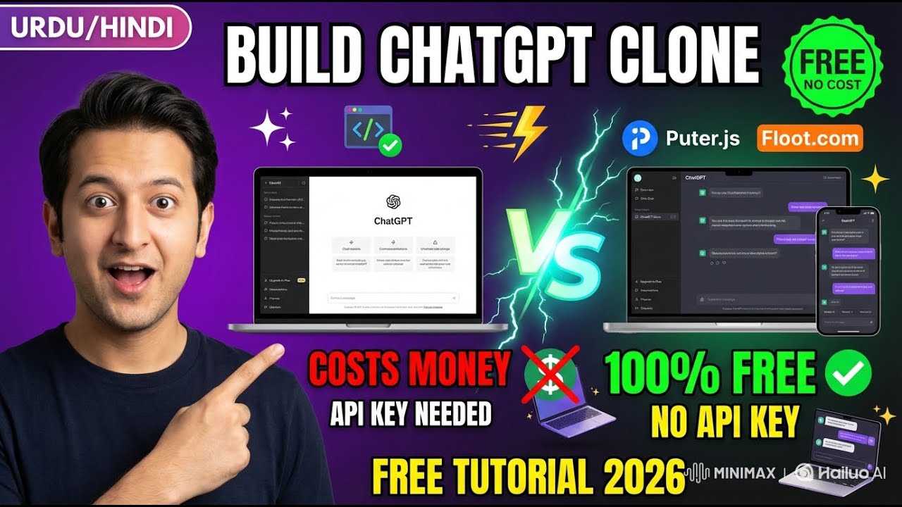 Build Your Own ChatGPT Clone FREE in 2026 - No API Key Needed | Puter.js Tutorial Urdu Hindi
