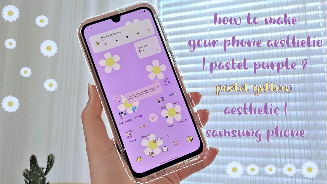how to make your phone aesthetic | pastel purple & pastel yellow theme | simple | samsung phone