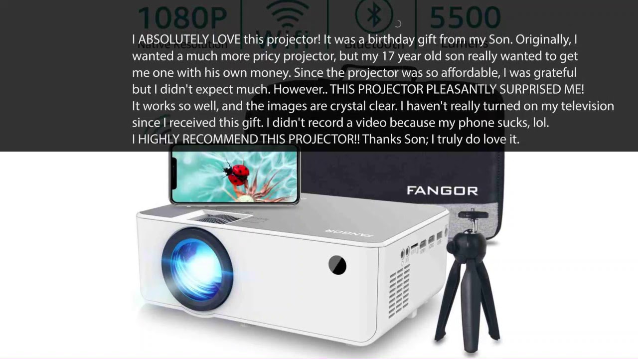 1080P HD Projector WiFi Projector Bluetooth Projector Fangor 5500 Lumen 230