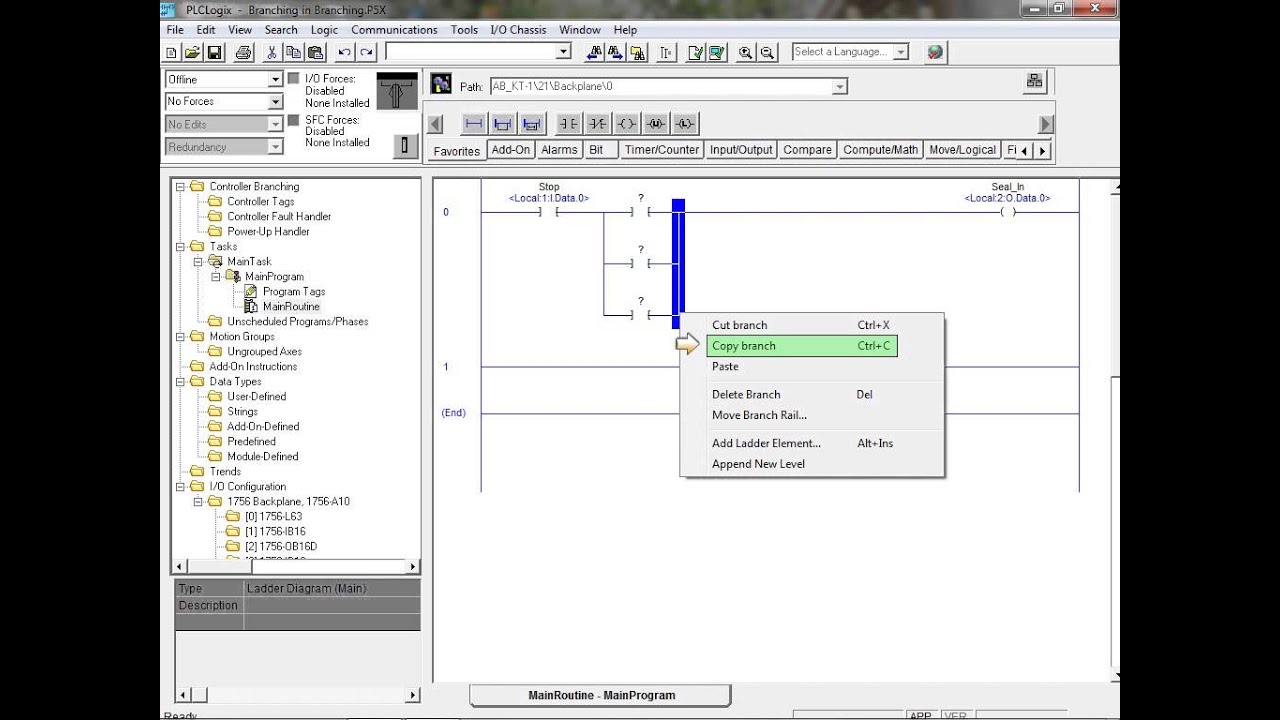 PLCLogix 5000 Tutorial 3 - Working With Branches - PLC Technician II