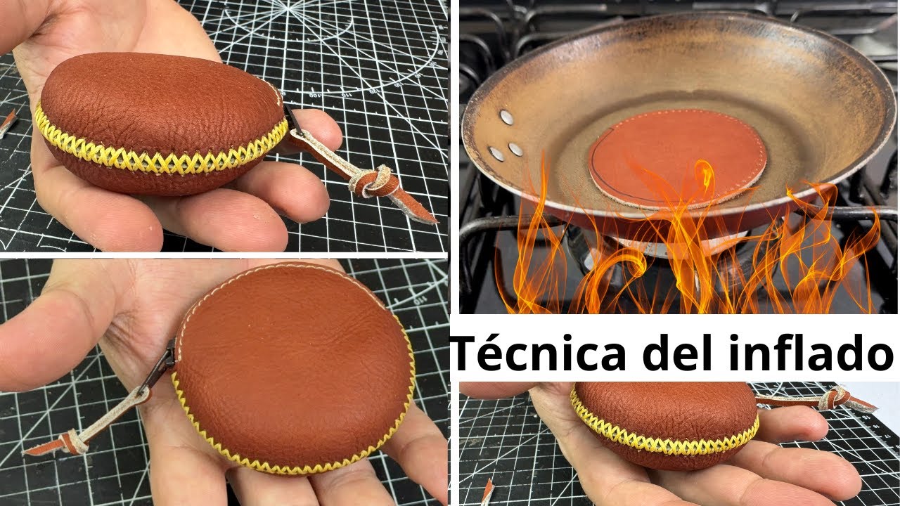 Cómo hacer un Monedero de CUERO INFLADO y costura en cruz #diy