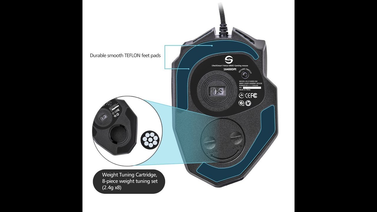 New!!! Gaming Mouse UtechSmart Venus 16400 DPI High Precision Laser MMO Gaming Mouse IGN's PICK Revi