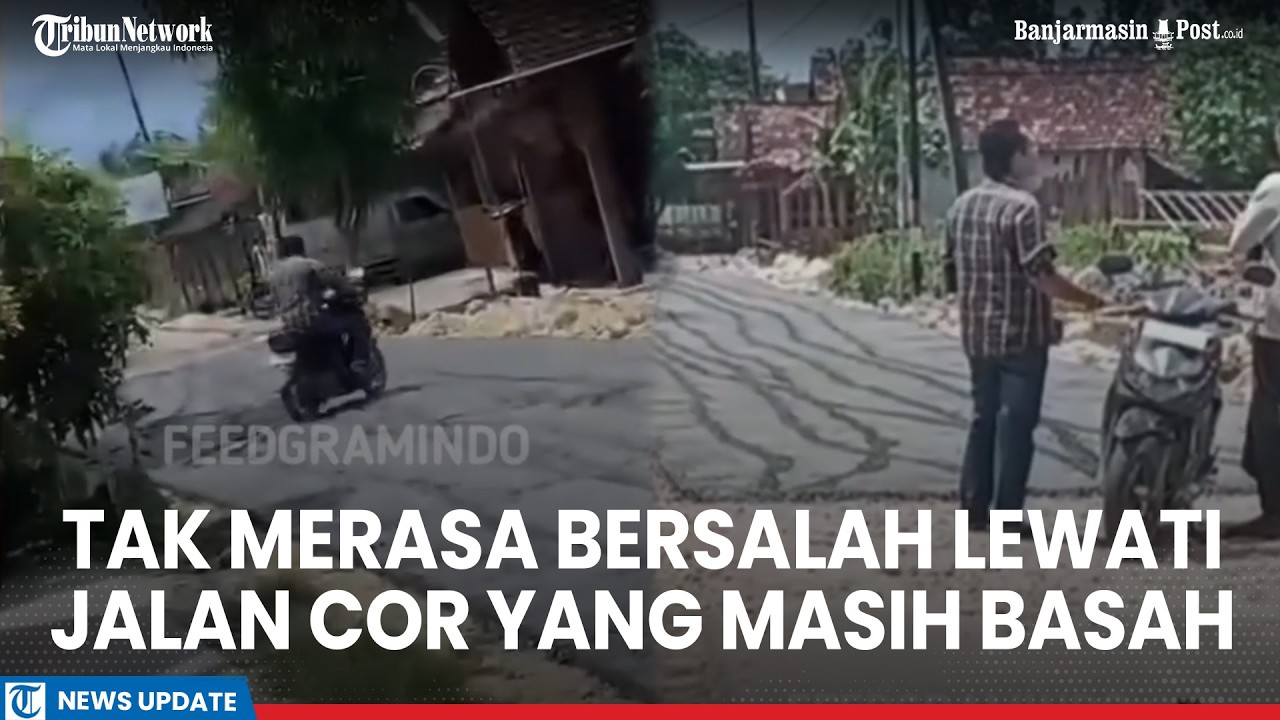 Viral Warga Naik Motor Lintasi Jalan Cor Basah di Blora Hingga Berujung Dilaporkan ke Polisi
