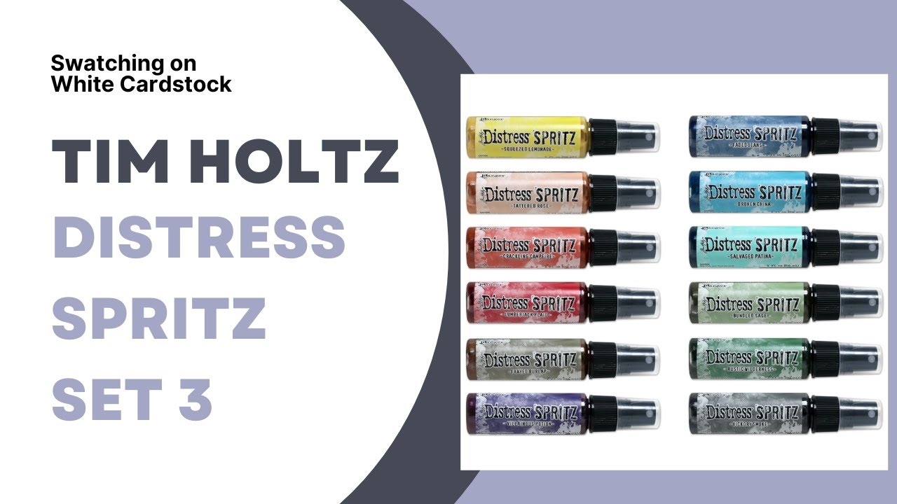 Tim Holtz Distress Spritz Set 3: Ink Swatching on White Cardstock