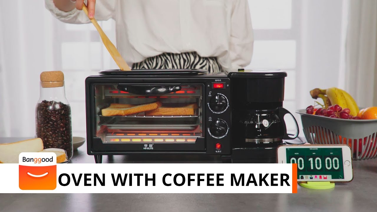 3 In 1 Electric Breakfast Maker Multifunction Coffee Maker Frying Pan Mini Oven Bread Pizza Oven