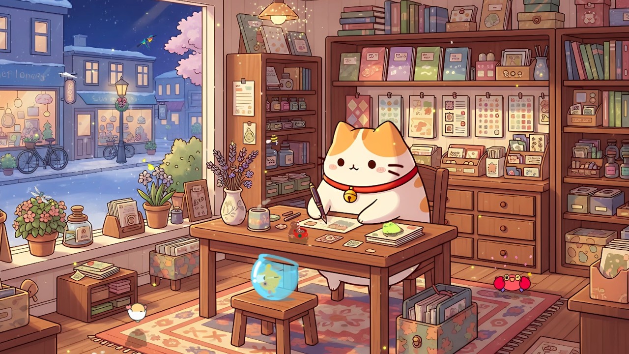 Late Night at Stationery Shop 📒 Journaling Lofi Cat Mix 🖊️ Relaxing Music to Study