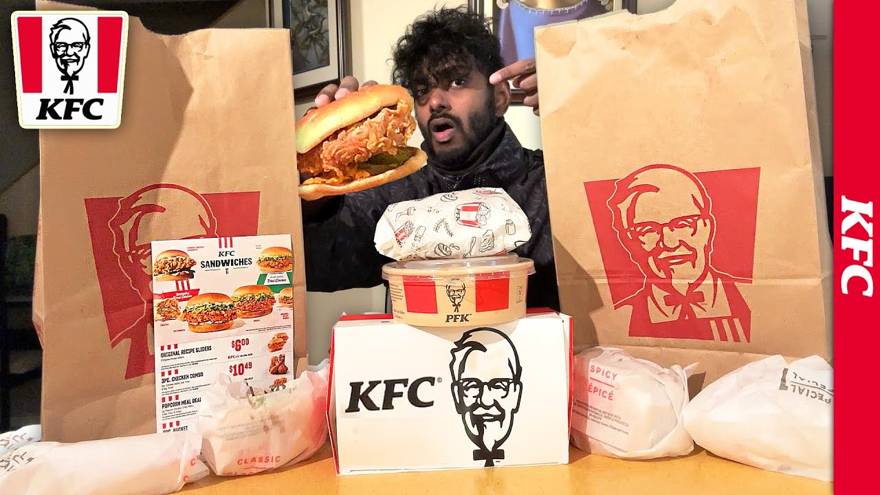 KFC MUKBANG - LIMITED EDITION Chicken Sandwiches, Fried Chicken, Burgers, Fries | Eating KFC Review