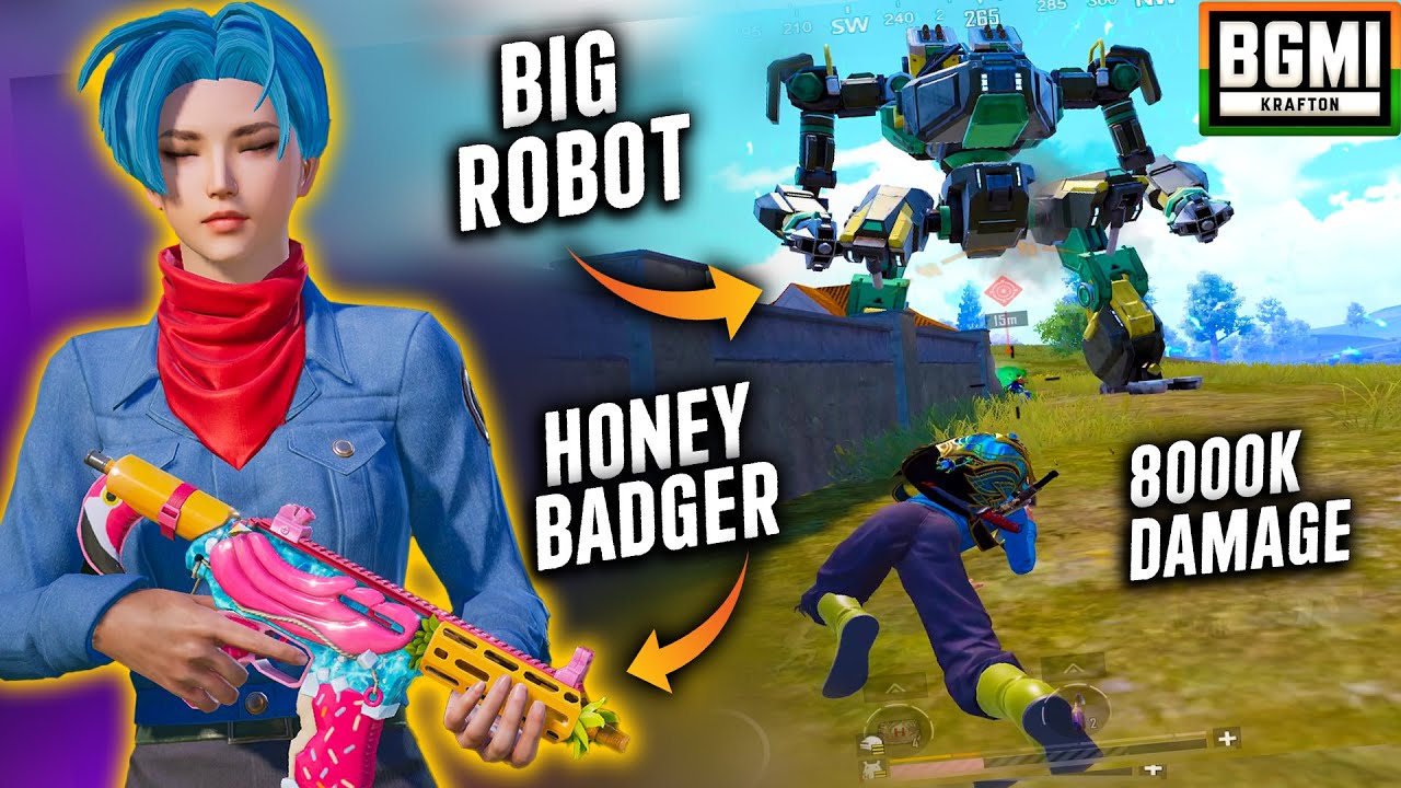 HONEY BADGER AND UZI CHALLENGE AGAINST BGMI BGMI ROBOT | NO AKM NO M416 | Faroff