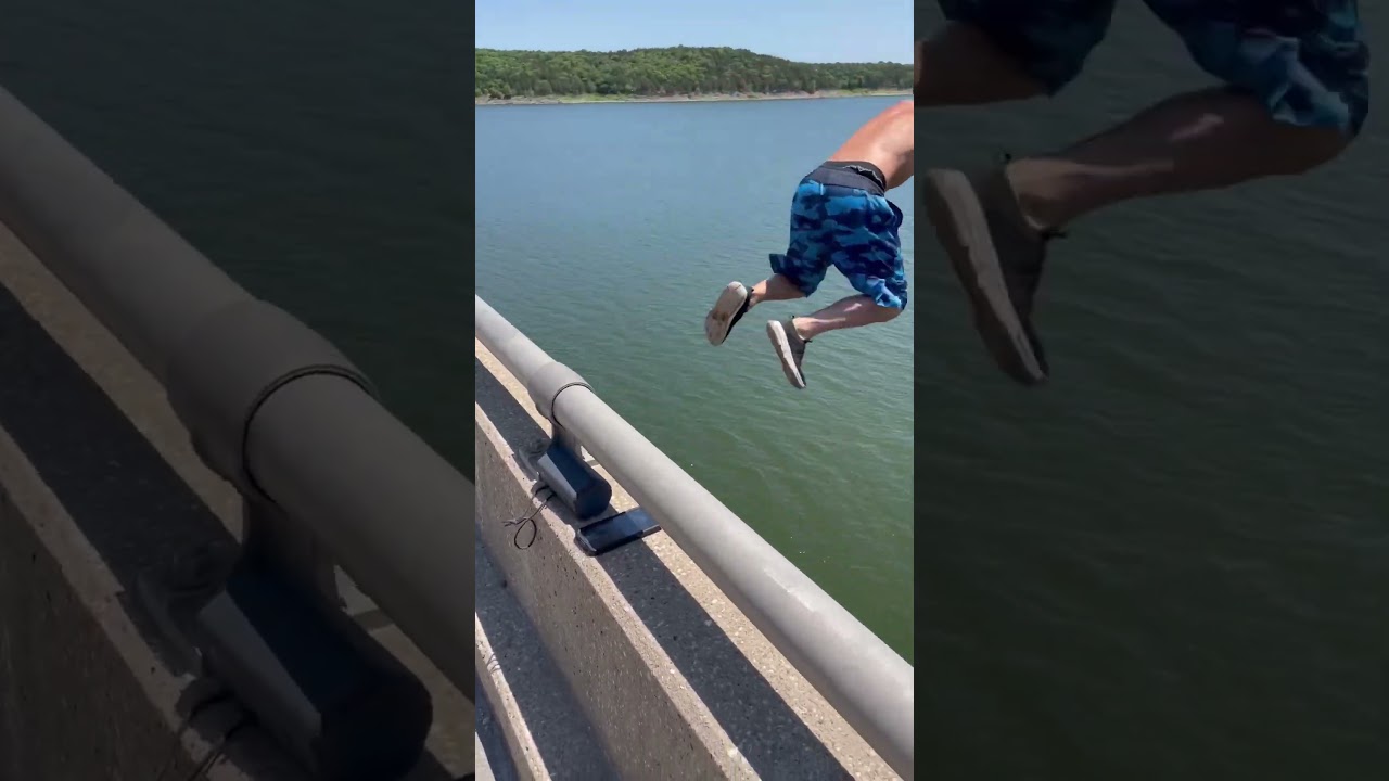 Bridge jumping 54ft into Truman Lake missouri compilation#dangerous #fun #fail #redbull #freefall ￼