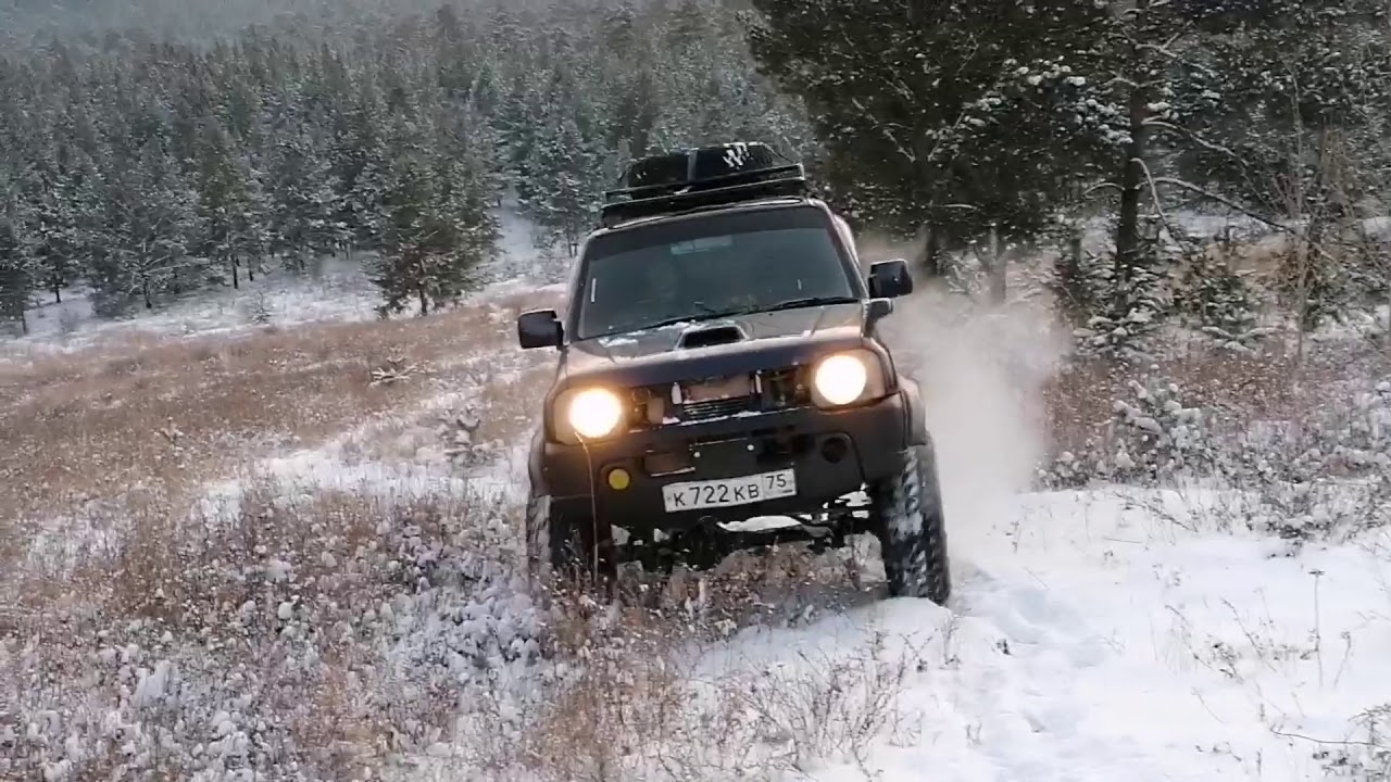 Первый снег! Suzuki jimny jb23w K6A. Unigrip (comforser cf3000 м/т)
