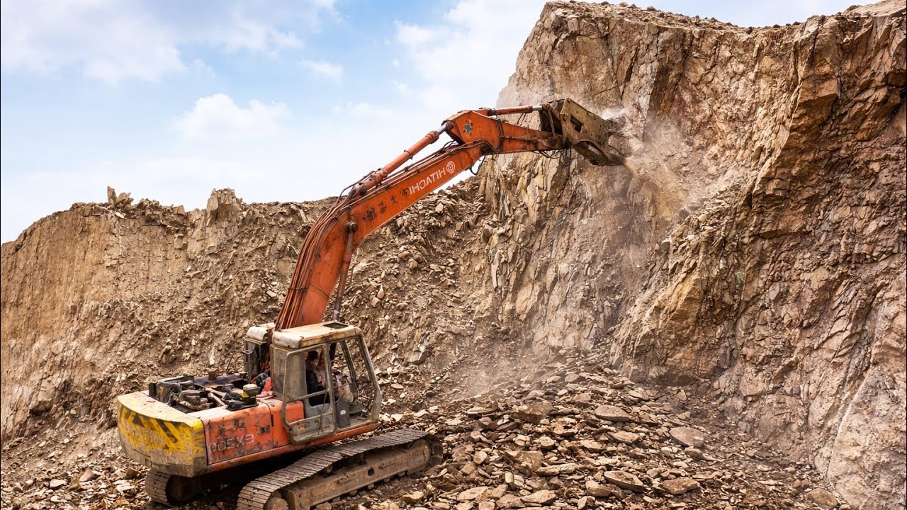 Massive Excavator Destroys Huge Mountain Rocks | Heavy Equipment Extreme Operator Skills! #excavator