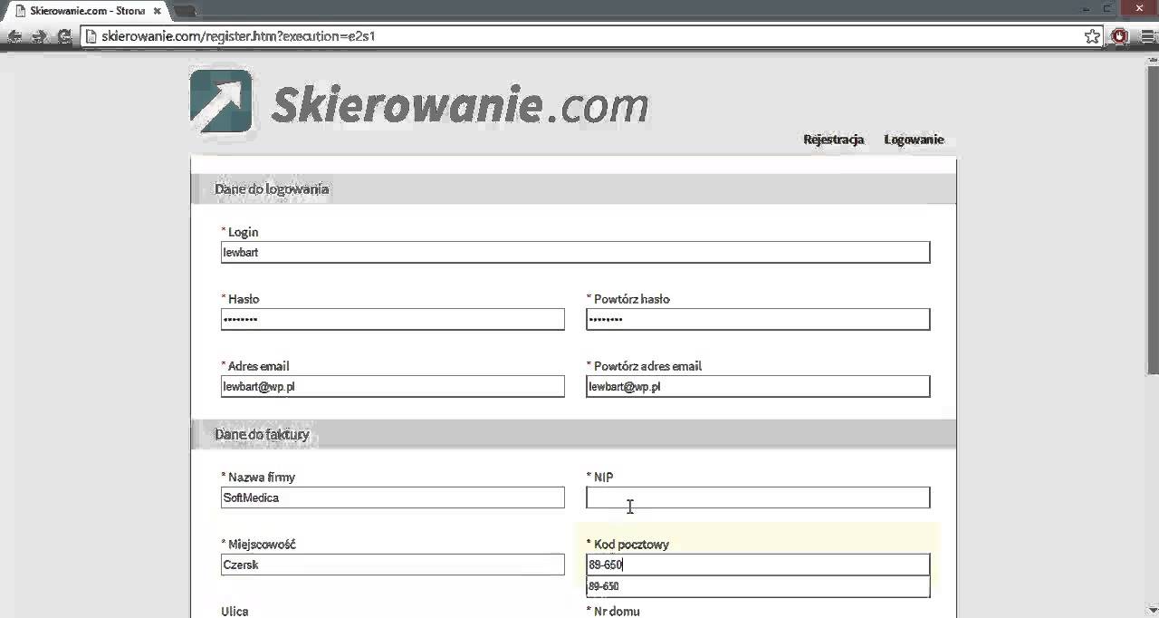 Rejestracja w systemie Skierowanie.com
