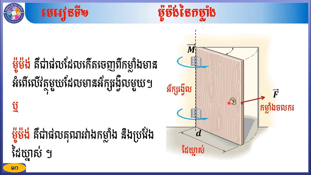 មេរៀនទី២ ម៉ូម៉ង់នៃកម្លាំង