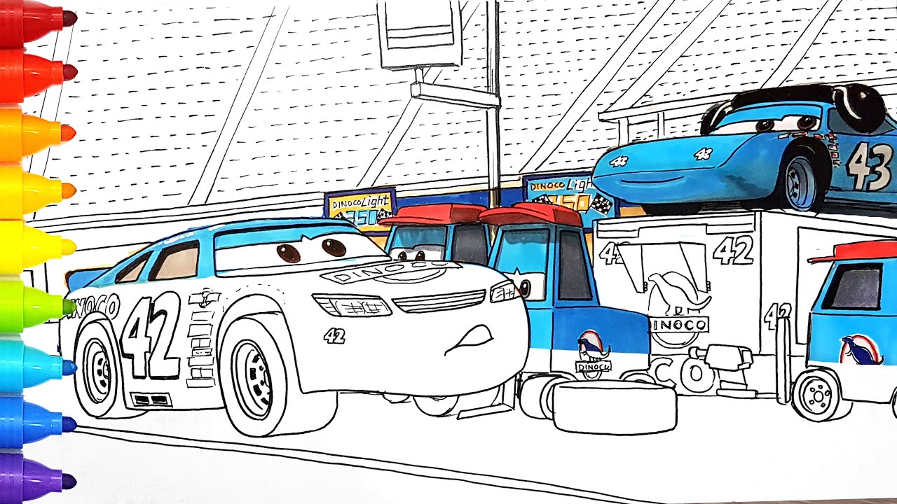Draw CARS 3 CAL WEATHERS and Dinoco Pit Crew . Drawing and Coloring Pages | Tim Tim TV