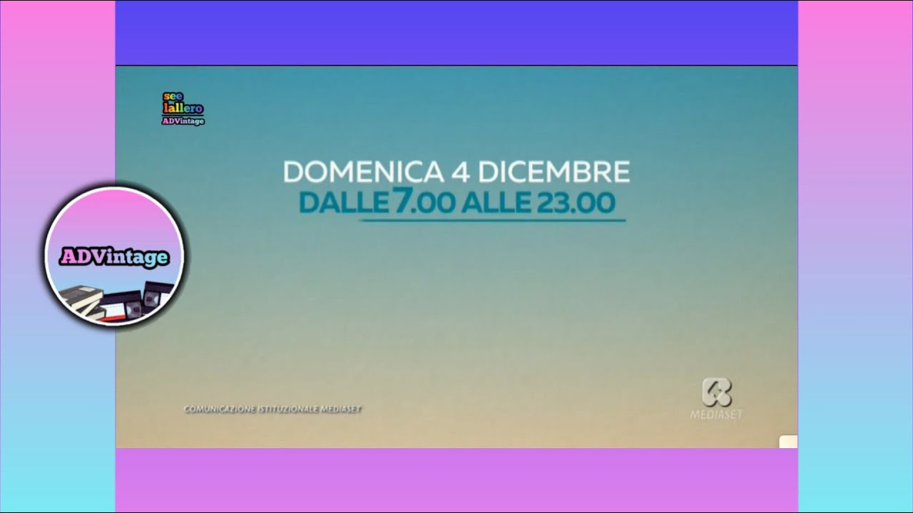 Media Shopping + comunicazione istituzionale - Rete4, 4 dicembre 2016