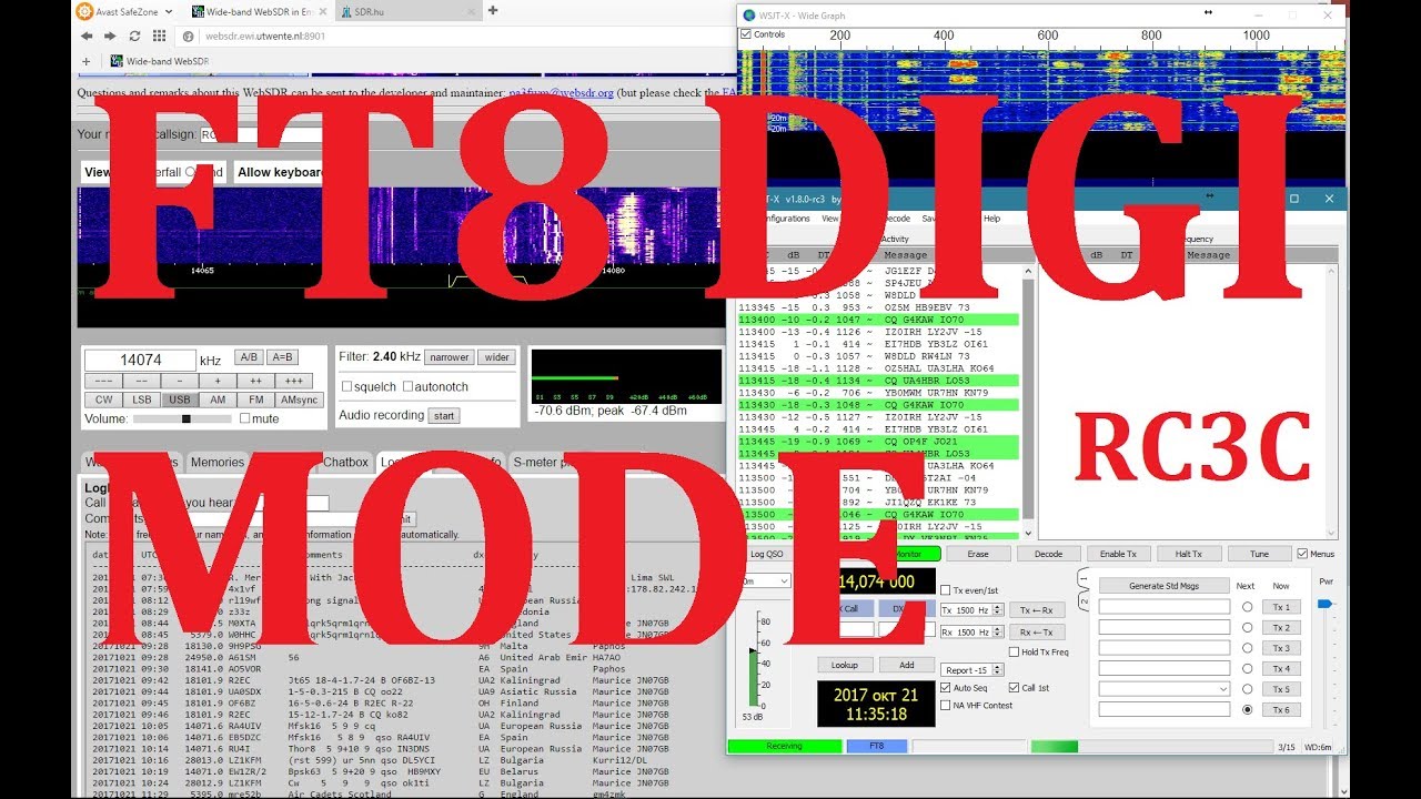 FT8 Digi Mode 80m band (3.5 MHz)  SWLing \ WebSDR