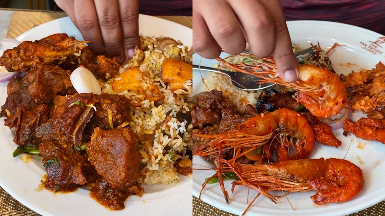 Eating Lunch(Rice & Spicy Meat Curry, ilish Pulao) With Friends at Pan Pacific Lounge