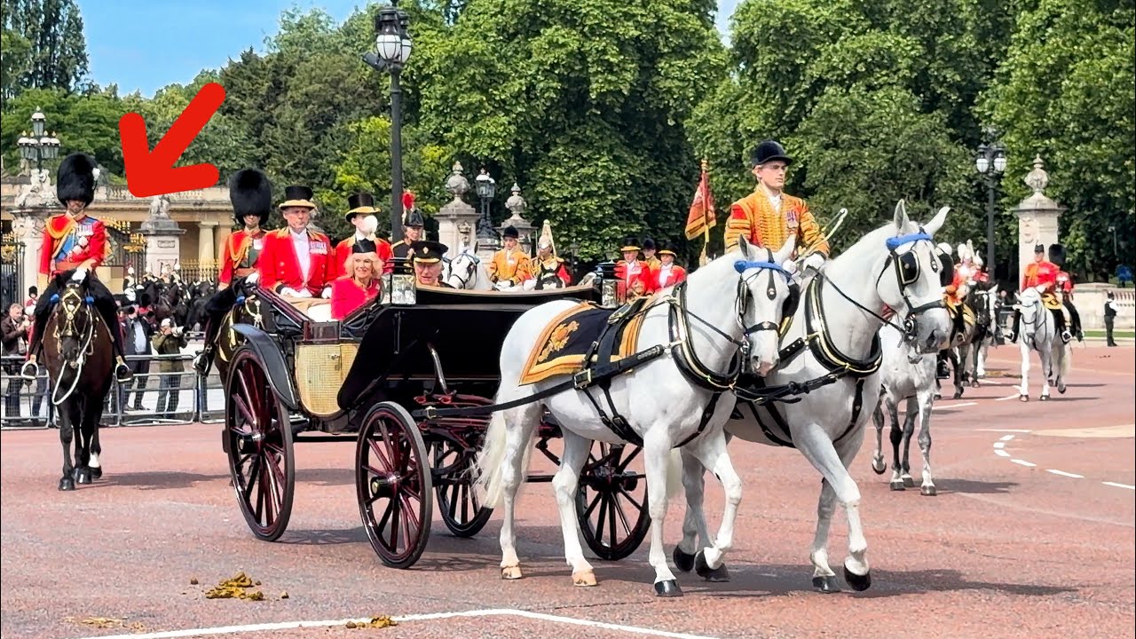 Prince William, Princess Anne Ride on Horseback in Royal Procession at the King's Birthday Parade
