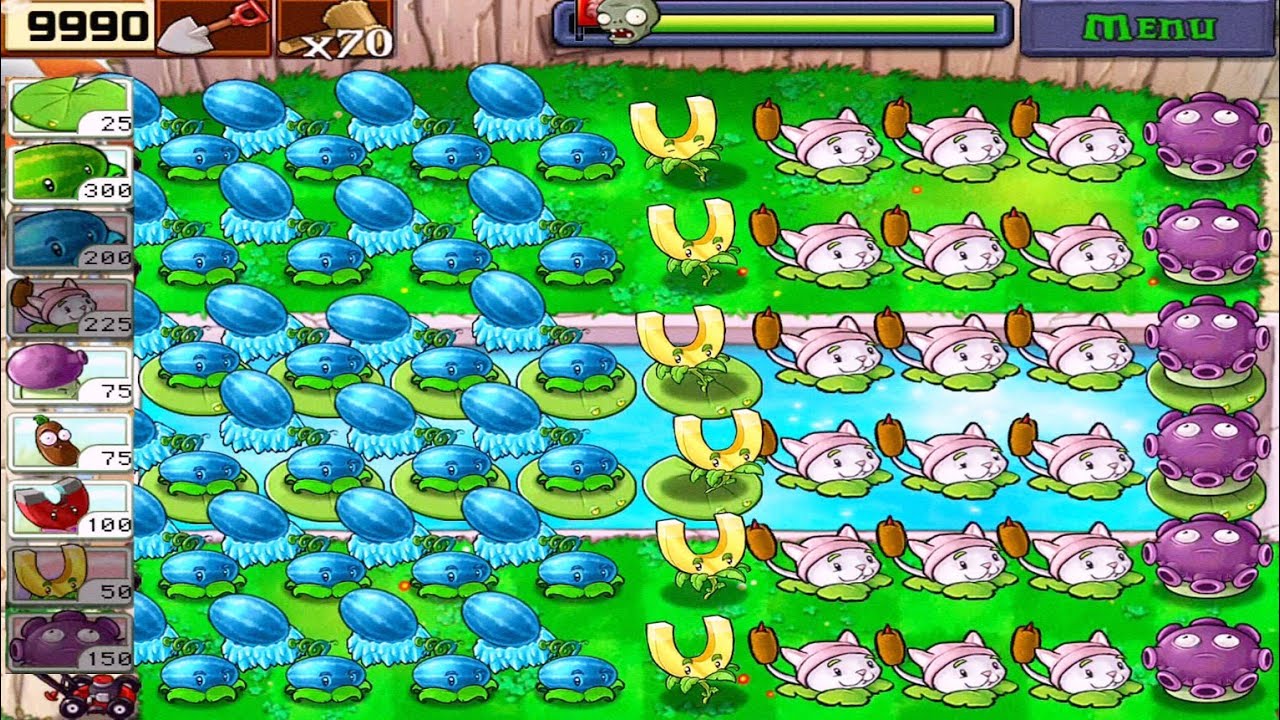 Plants vs Zombies || Winter Melon + Cattail vs Zombies || Survival Pool Highlight || Full HD [1080p]