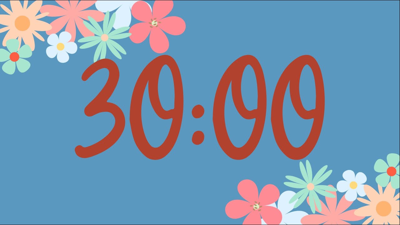 30 Minute Cute Spring Flower Classroom Timer (No Music, Fun Synth Alarm at End)