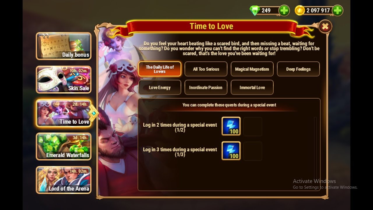 Hero Wars: Time to Love event and 3 New Romantic Skins for Keira, Jorgen and Amira