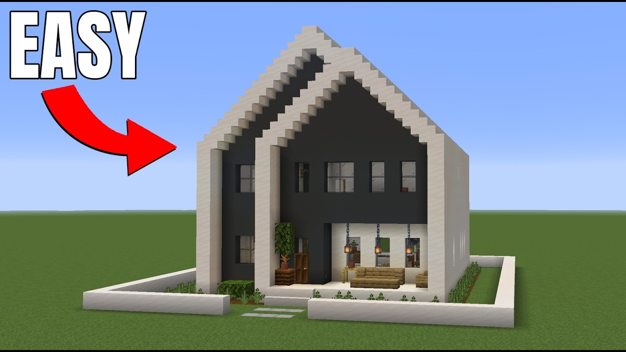 How to Build a Modern Suburban House in Minecraft #|3  Including Interior (Easy Tutorial)