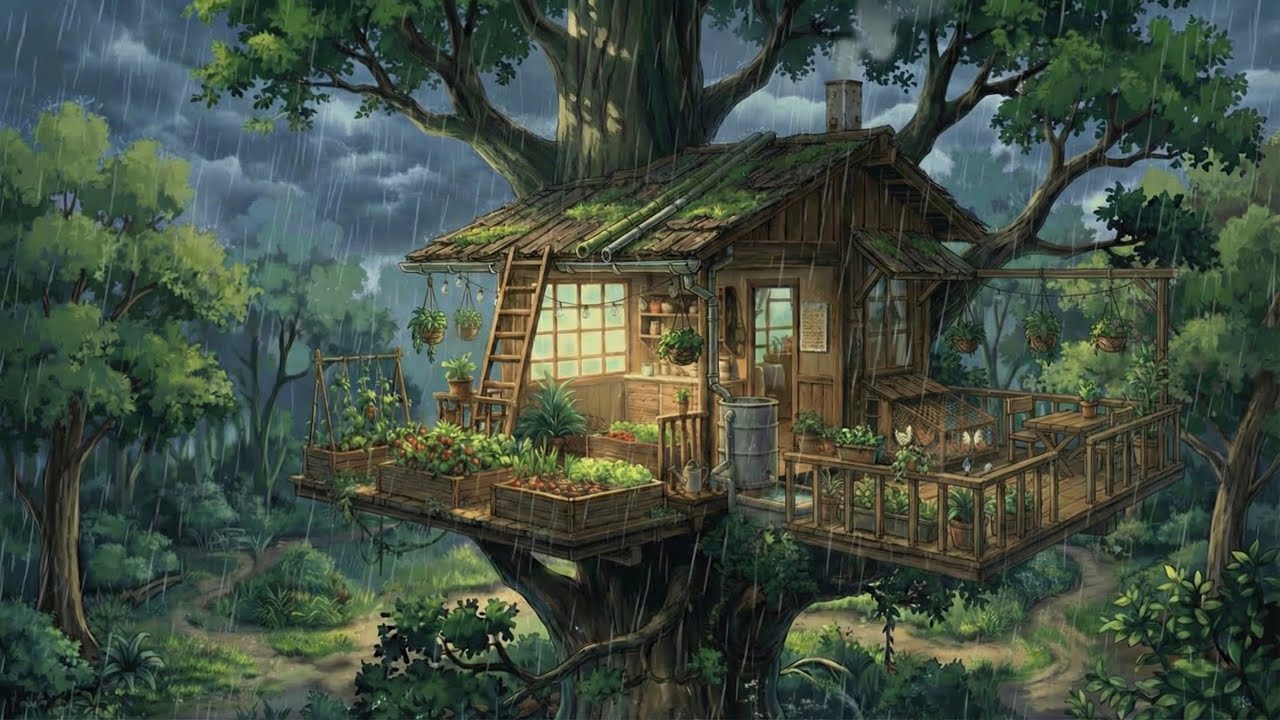 A rainy day together in the Secret Treehouse | Ghibli movies