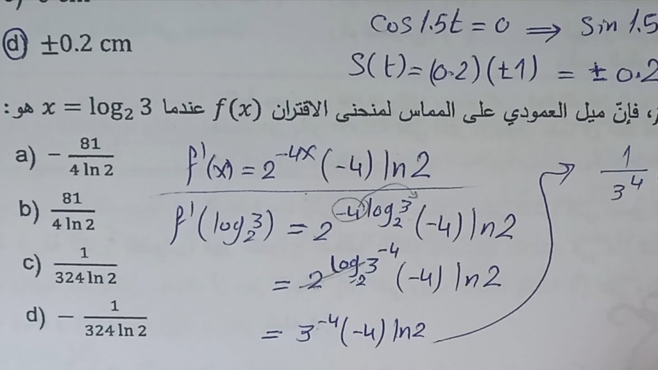 حل أسئلة وزارية على وحدة التفاضل توجيهي أكاديمي الصف(12)