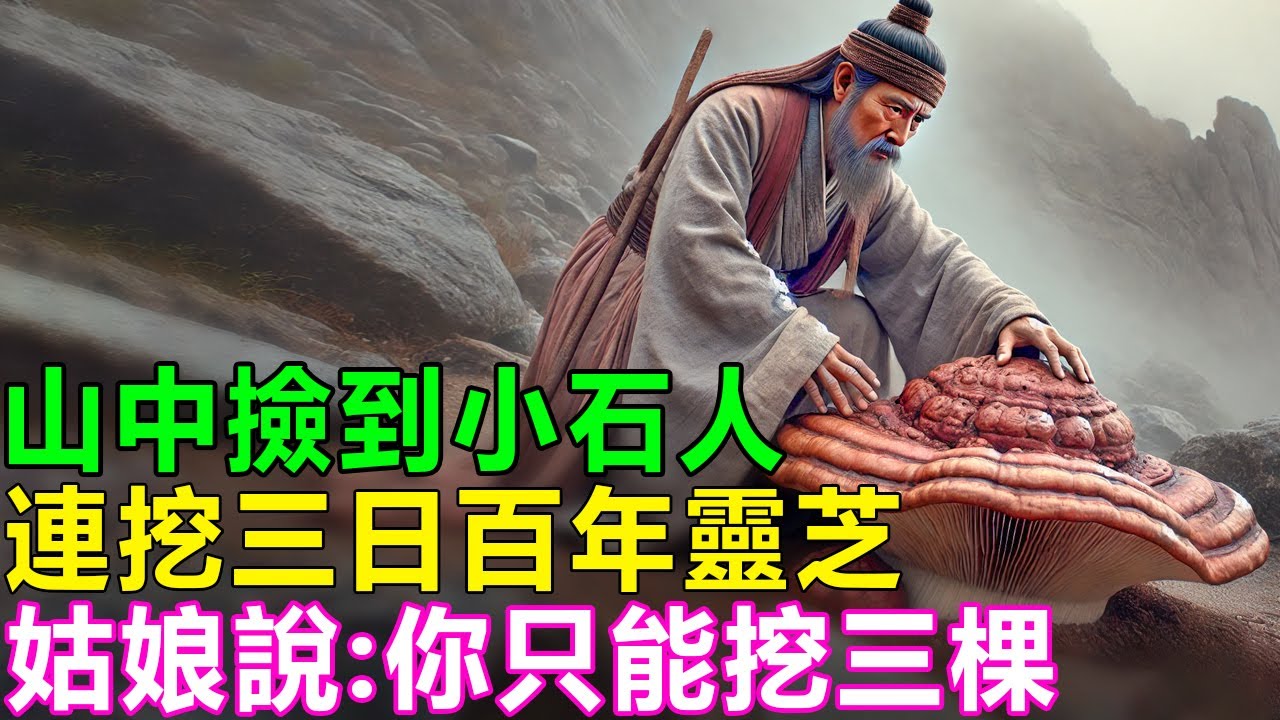 民間故事：山中撿到小石人，連挖三日百年靈芝，姑娘說：你只能挖三棵