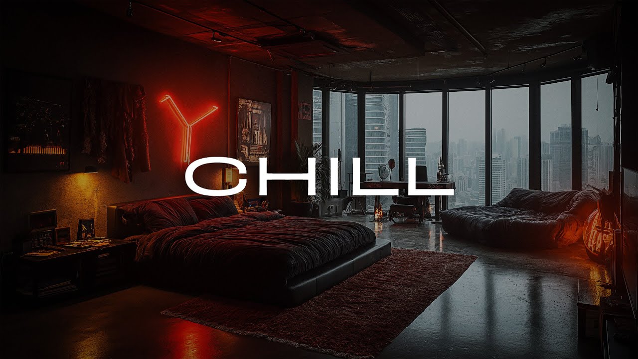 4K Futuristic Room Ambience | Soft Neon, Rain & City View | Chill (2 Hours)