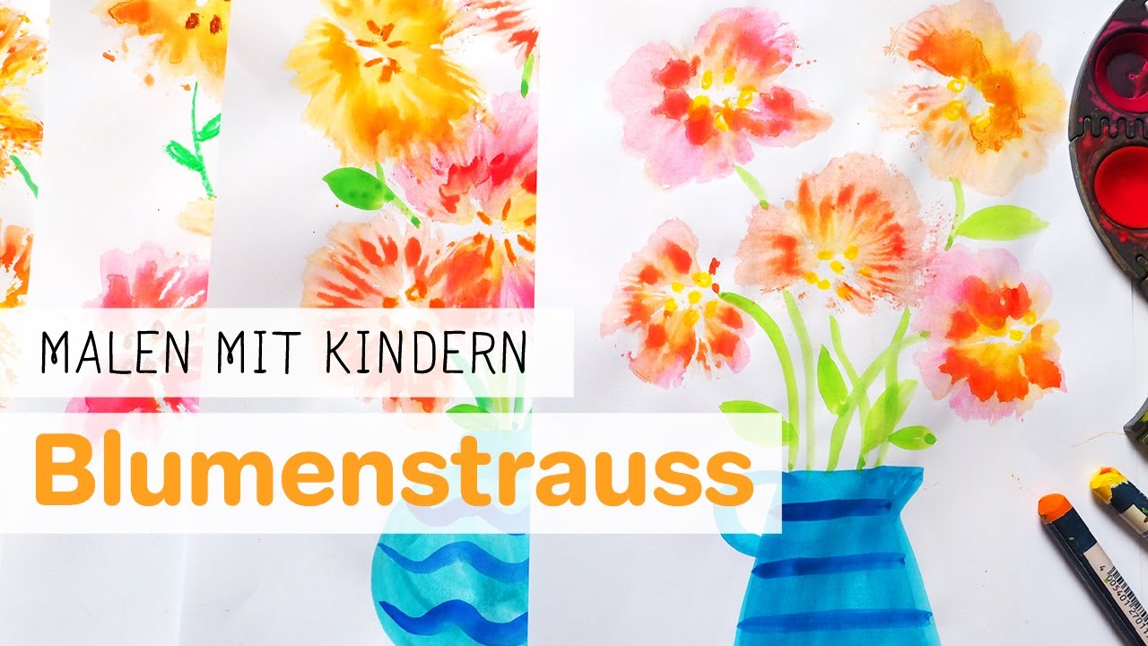 Malen mit Kindern: Einen Blumenstrau&szlig; mit T&uuml;ten stempeln