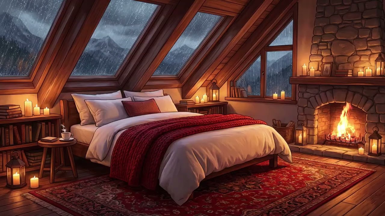 Cozy Bedroom Rain 🌧️ Relaxing Rain Sounds for Sleep, Study & Stress Relief (1 Hour)