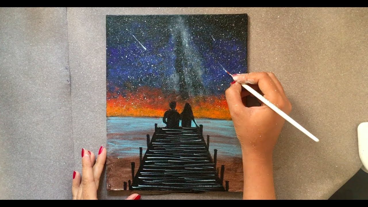 Starry Night Love Canvas Painting Tutorial for Beginners (Paintastic Arts )