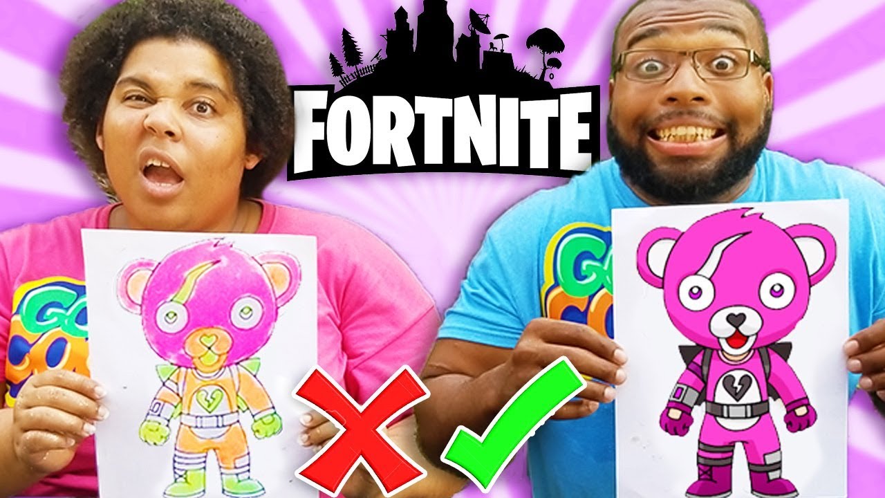 FORTNITE 3 GLITTER GLUE ART CHALLENGE! DAD VS MOM EDITION