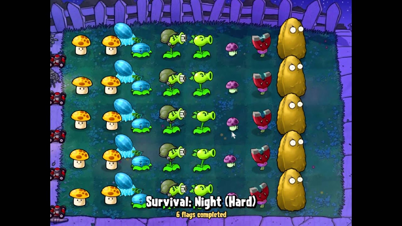 Plants vs. Zombies - Survival: Night (Hard)