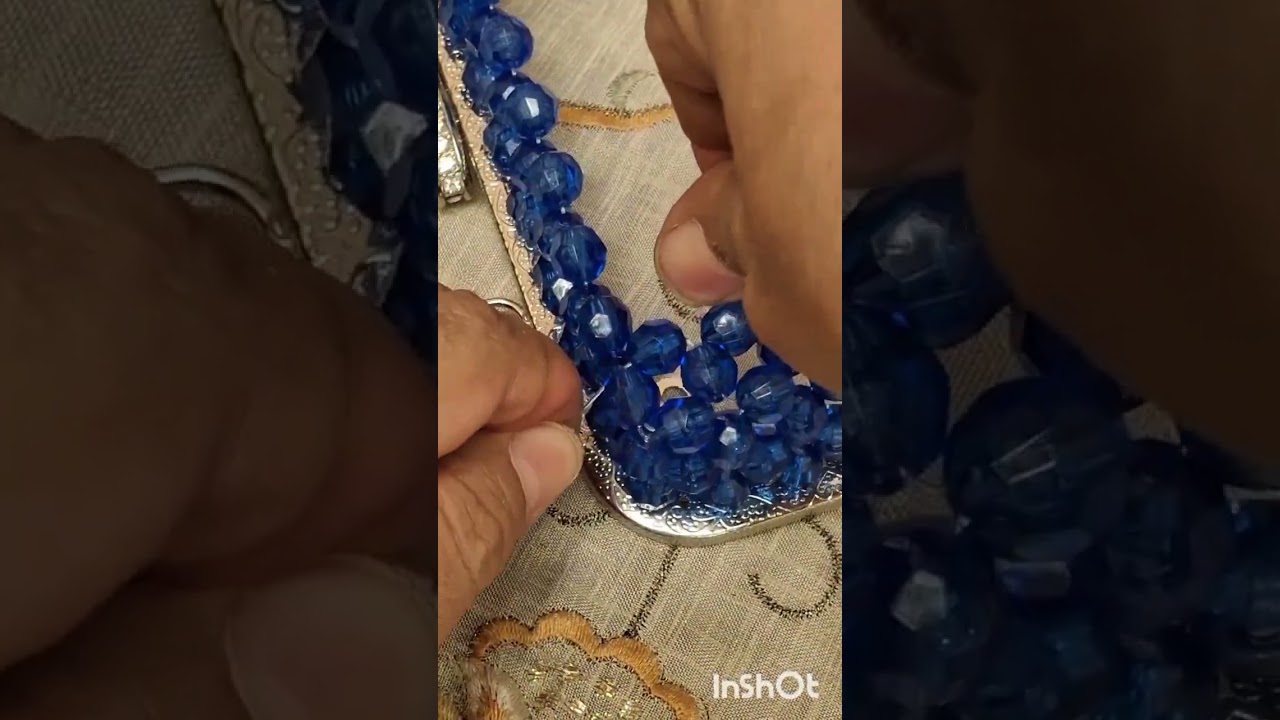 شنطة خرز باالفريم لون ازرق (الجزء الاول) 