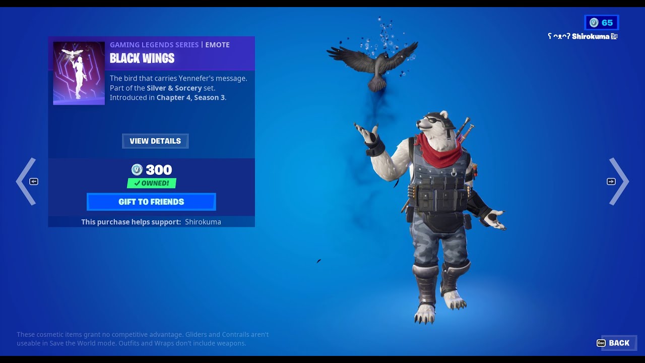 Witcher Cosmetics W/ 'Black Wings' Emote - Fortnite Emotes (Jun. 23, 2023)