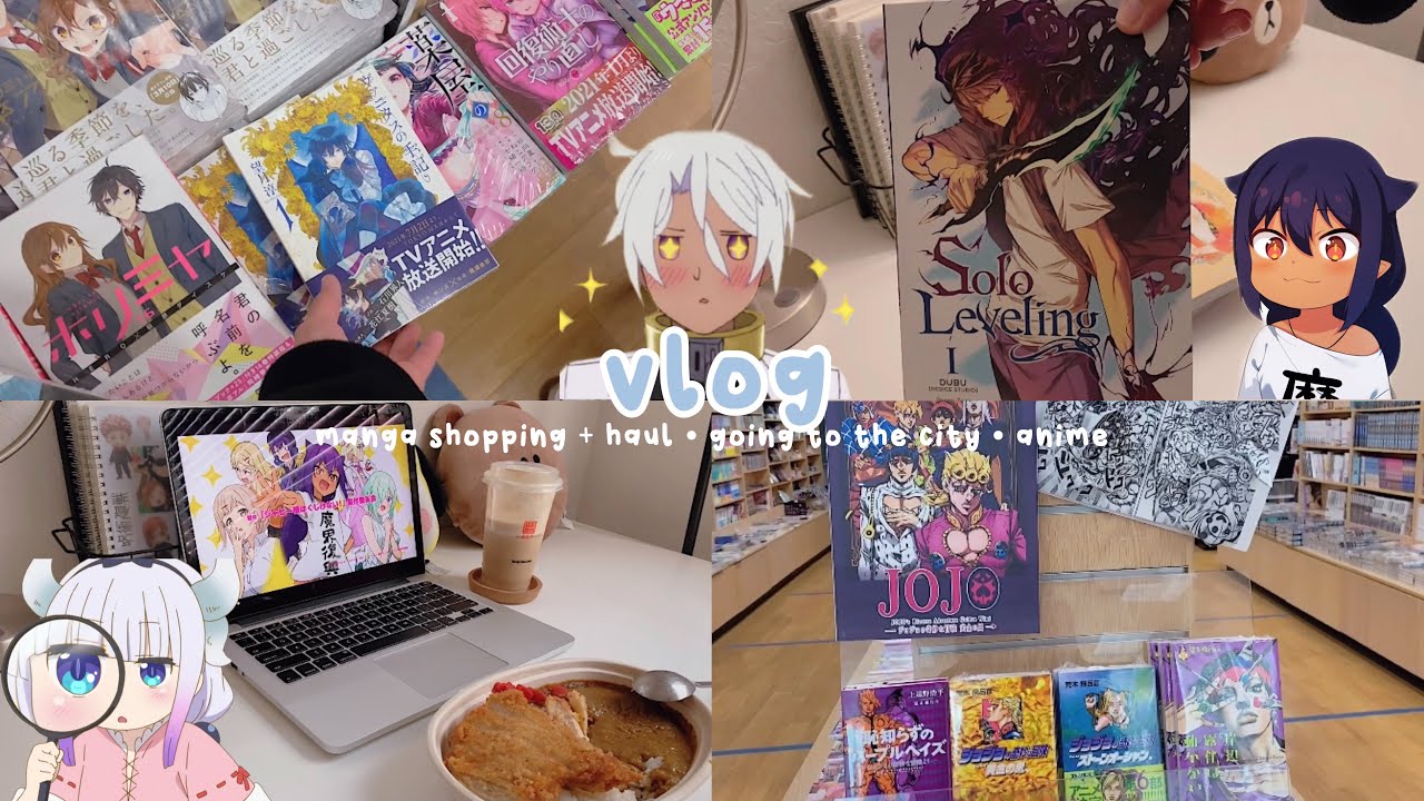 manga shopping + haul, going to the city, donuts, watching anime | vlog