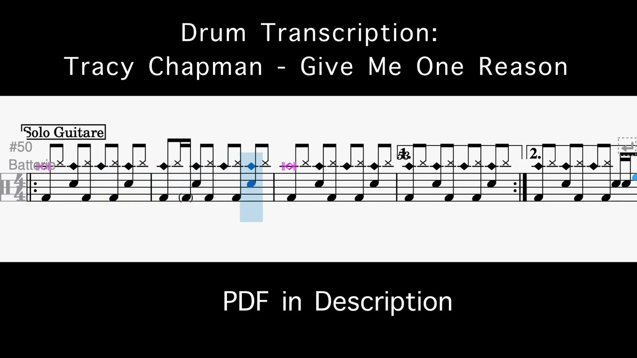 Tracy Chapman - Give Me One Reason, Drum Transcription