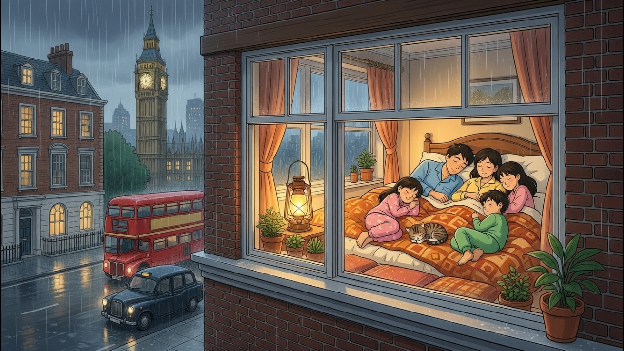 Sleeping in London on a Cozy Rainy Afternoon 🌧️☕ Calm City Ambience | Ghibli ASMR